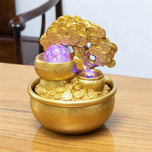 谢艺小型流水生财摆件办公桌装饰品公司前台吧台流水摆件循环水开