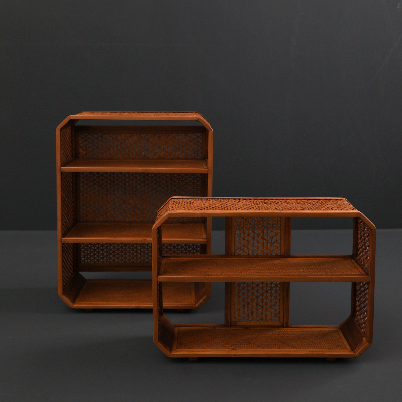 山山竹木竹编茶棚架茶柜茶具收纳架博古架展示柜茶道复古配件储物