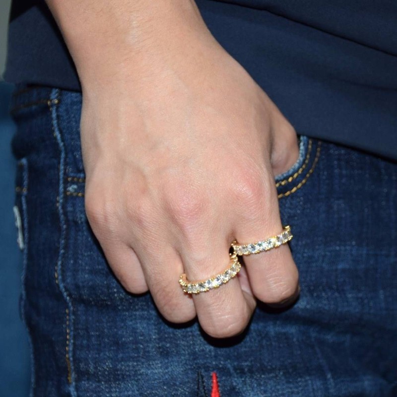 4MM 1 Row Solitaire Tennis Mens Ring Copper Charm Gold