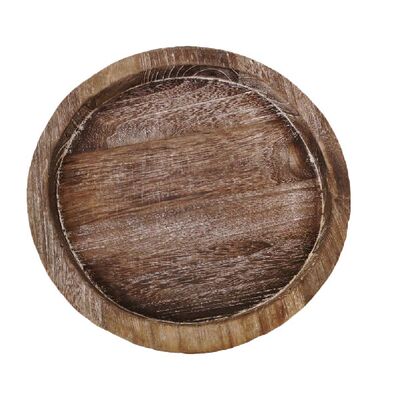 好货Tray Wooden Plate Holder Wood Pillar Serving Round Plate