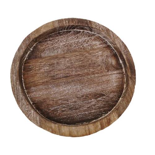 好货Tray Wooden Plate Holder Wood Pillar Serving Round Plate