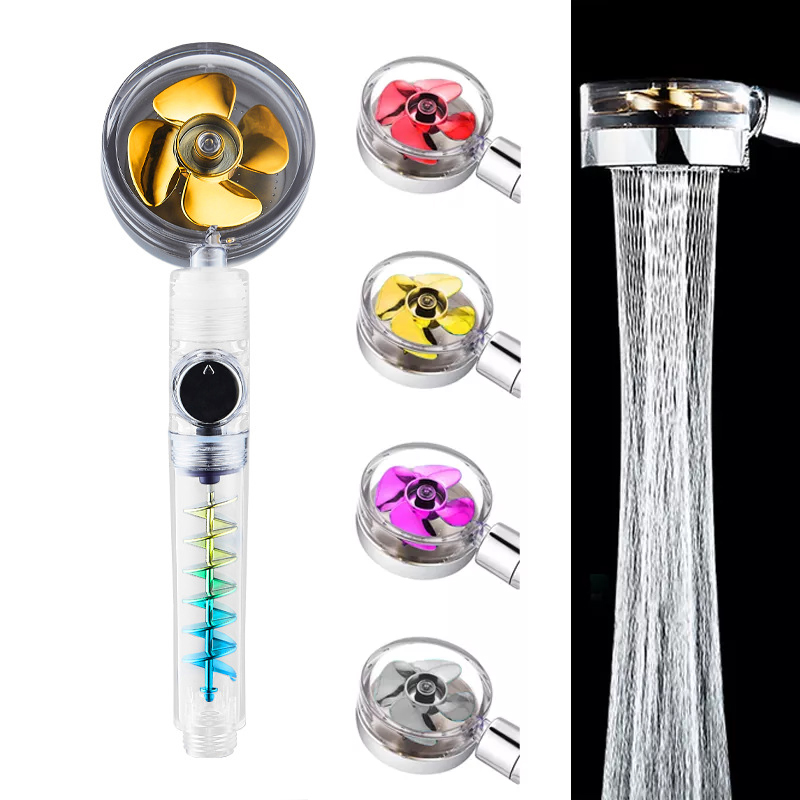 Shower Head Water Saving Flow 360 Degrees Rotating Twin Turb
