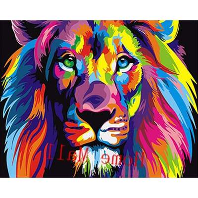 Frameless Colorful Lions Animals DIY Painting By Numbers M