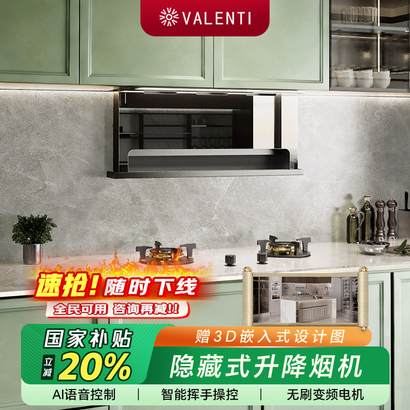 valenti升降抽油烟机隐藏式