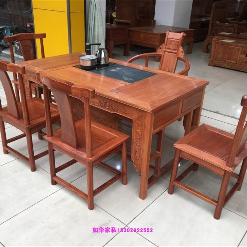 红木茶桌菠萝格木茶桌格木茶桌茶台功夫茶配椅配茶具办公室接待桌