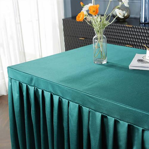 会议桌桌布定制纯色酒店桌布桌裙方形锦丝缎桌罩桌裙办公室展会