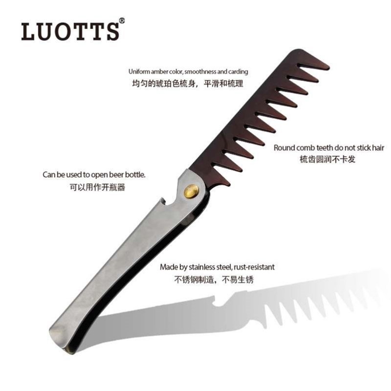 Head Comb Stainless Steel Handle Folding Comb Wide Teeth