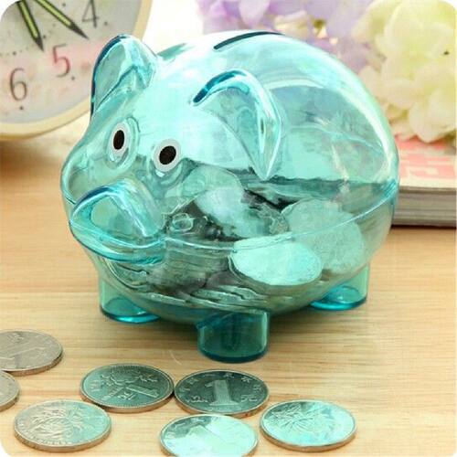 极速Transparent Plastic Money Saving Box Case Coins Piggy Ba