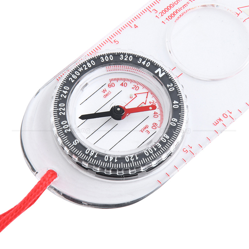 新品指北针定向越野罗盘多功能放大镜地图尺户外高精度可携式指南