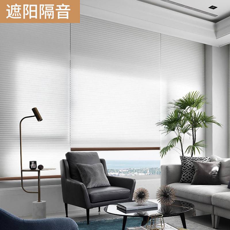 日夜蜂巢帘升降遮阳隔热蜂窝帘百叶窗帘家用卧室化妆室智能电动帘