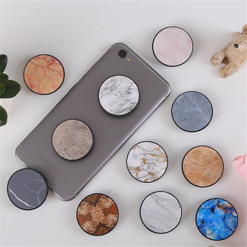 Circle Marble Grain Expanding Stand Grip Mount Phone Socket