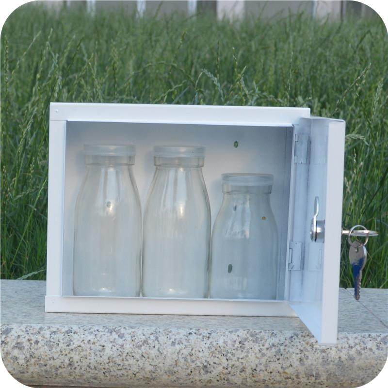 新款小号铁皮奶箱室外挂墙带锁牛奶周转箱户外鲜奶盒可定做