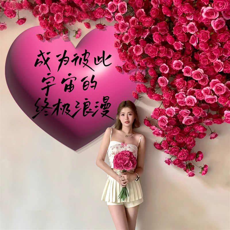 网红拍照区布置奶茶花店墙面壁装饰蛋糕甜品打卡直播间背场景摆件