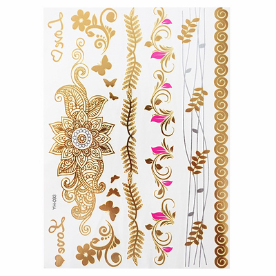 1 sheet Flash Boho Metallic Gold Feathers Shimmering Jewelle