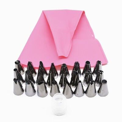 极速26pcs Cake Decorating Tip Set Reusable Silicone Pastry B