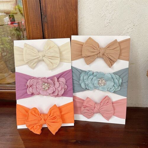 极速3 Pcs/Set Floral Bows Baby Headband Dot Bowknot Haarband