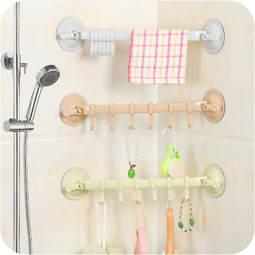 极速6 Hooks Movable Bathroom Hooks Plastic Suction Cup Kitch