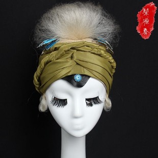 新品戏曲老旦头饰头套包头布用品老旦老生冠小勒子化妆佘太君头饰