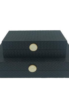 新中式收纳盒样板房饰品摆件黑色首饰盒软装现代简约