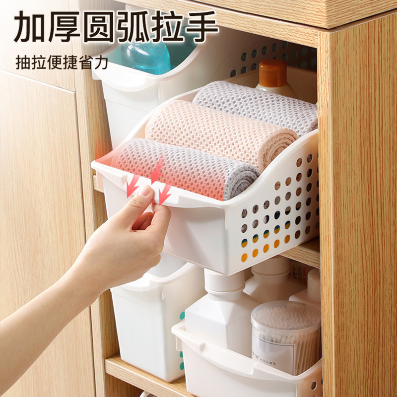 冰箱橱柜收纳盒厨房水槽置物架神器多功能家用下水槽杂物盒带滑轮