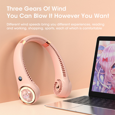 新品Hanging Neck Fan Cute Digital Display 2000mAh Bladeless