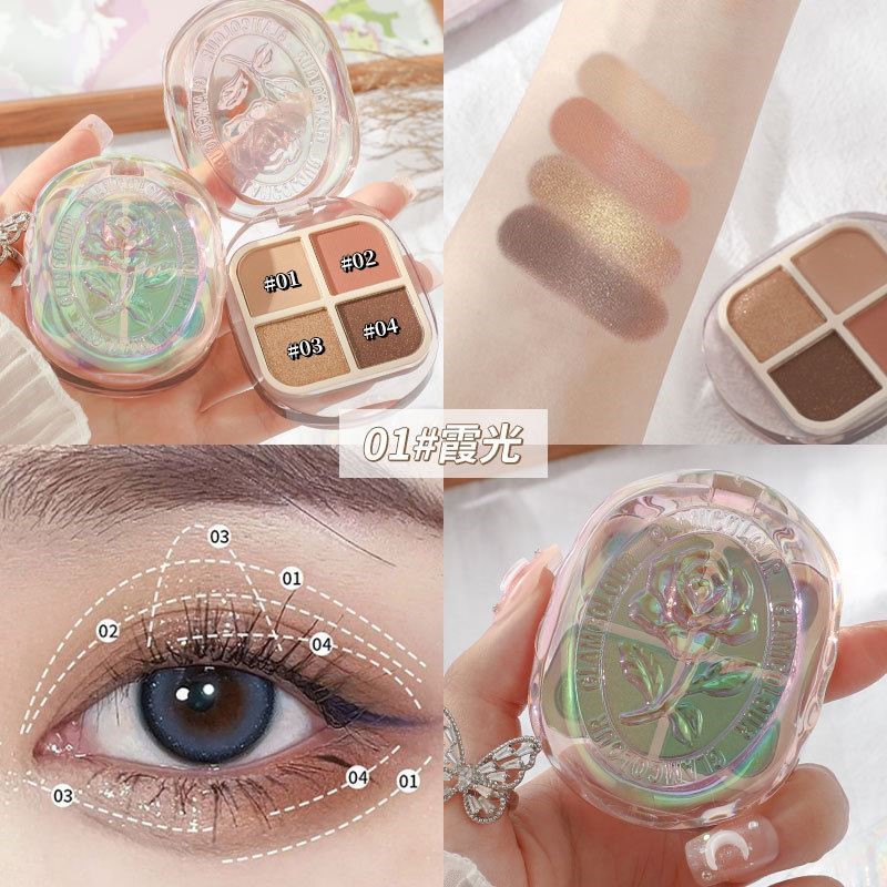 Rose Matte Pearly Shimmer Matte Eyeshadow Palette Metallic