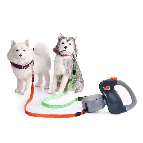 2 Dogs Leash Leads Retractable Pet Dog Double Lead Leash