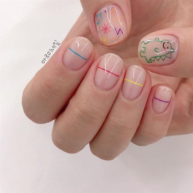 1Pcs Kawaii Dinosaur Nail Art Sticker Self-adhesive Decal Ca
