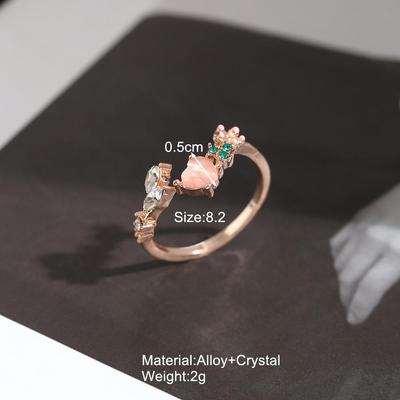 Love Pink Diamond Ring rings women食指戒指环爱心粉钻戒指女