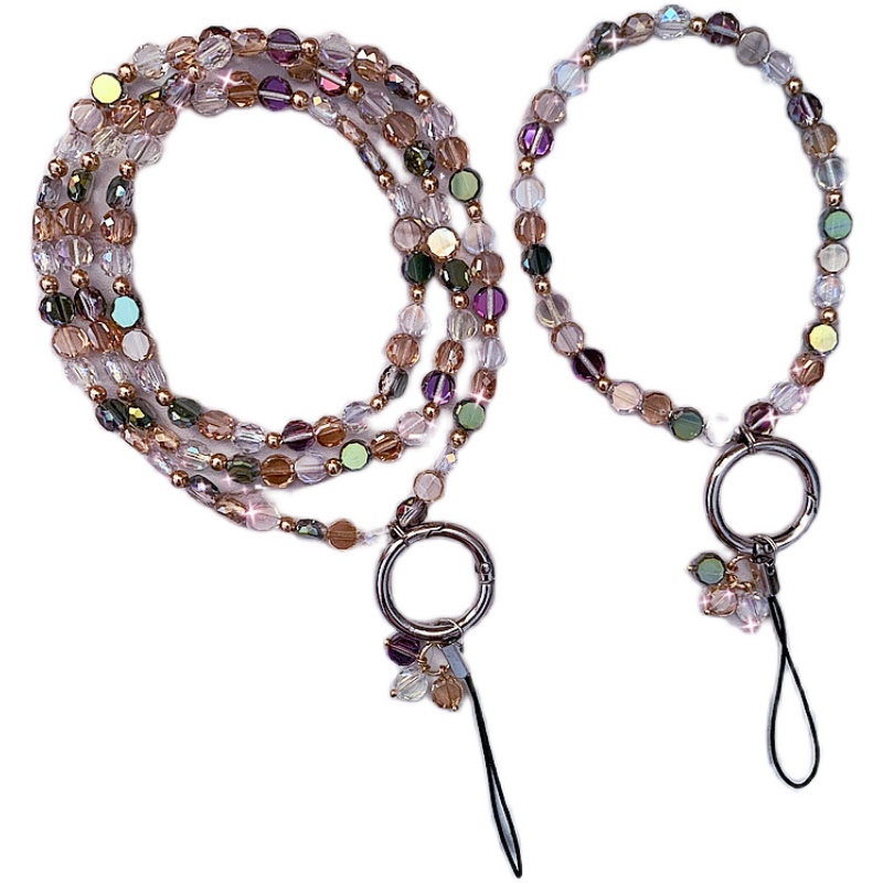 新品奢华水晶手机挂绳毛衣链 女款手腕短款钥匙工作牌吊坠挂件潮