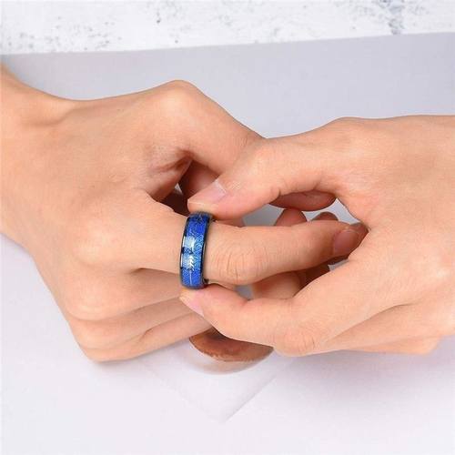 8mm Blue Fashion Men Rings Tungsten Carbide Ring Inlay Arrow
