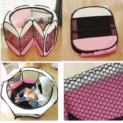 好货Folding Octagonal Pet Fence House Dog Cage Cat Nest Tent