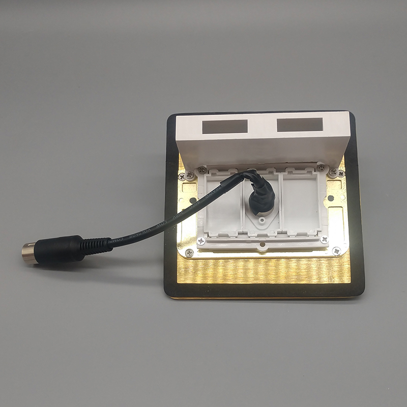 隐藏式单开门8芯手拉手会议话筒全铜八芯音频数字孔带延长线地插