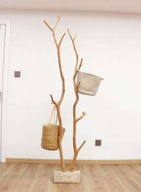 天然干树枝衣帽架北欧简约装饰树去皮树服装店挂衣架室内装饰摆件