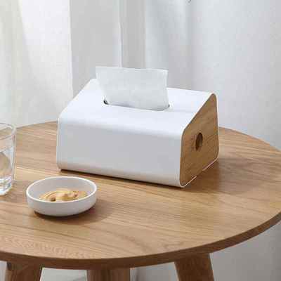 Bathroom Kitchen Wooden ABS Plastic Tissue Box Solid Wood Na