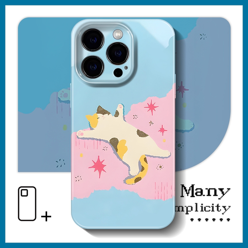 ins风可爱慵懒猫咪iPhone17pro手机壳适用华为p80小米17菲林vivos30荣耀400真我11一加13三星s24红米note15软