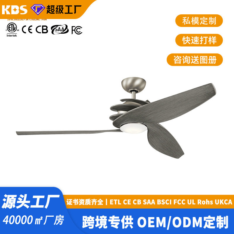 新奇特美式110V风扇灯定制亚马逊涂鸦智能餐厅变频吊扇灯三色18W