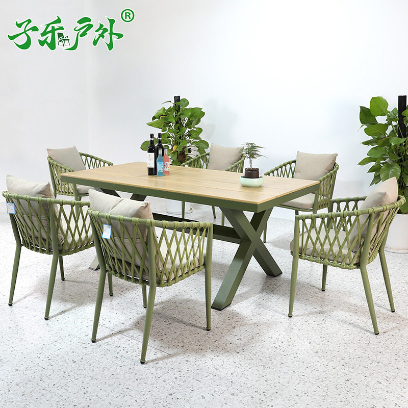 户外高端铝合金藤编桌椅组合