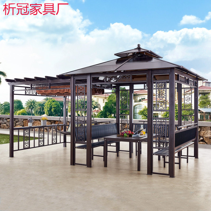 【析冠家具厂】户外凉亭子葡萄架庭院遮阳棚架木屋别墅民宿秋千楼