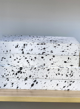 简约灰色斑点马毛收纳盒摆件卧室床头柜饰品盒子样板间酒店装饰品