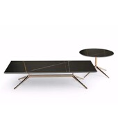 意式 极简岩板茶几轻奢现代不锈钢小户型客厅茶几桌家用长方形茶桌