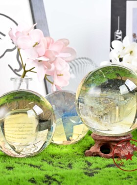 跨境热销熔炼黄色水晶球梦幻球黄水晶球水晶球摆件水晶工艺品批发