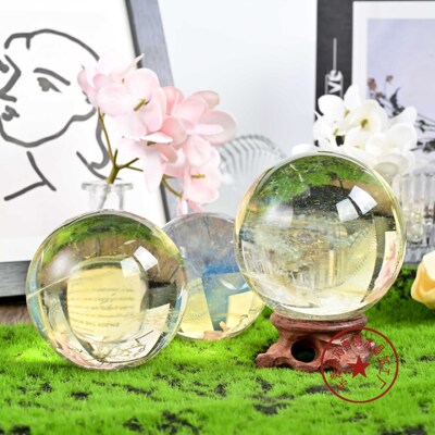 跨境热销熔炼黄色水晶球梦幻球黄水晶球水晶球摆件水晶工艺品批发