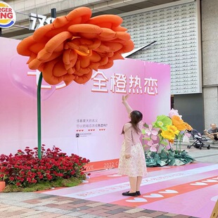 网红气模感应玫瑰花自动开合充气灯光花朵户外花美陈摆件