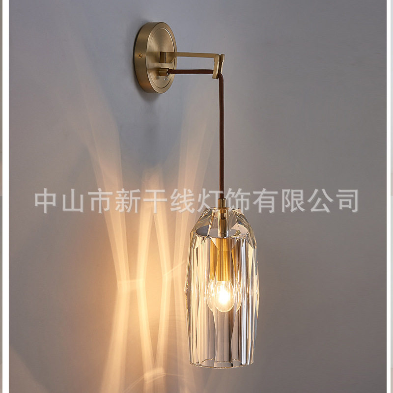 轻奢水晶灯具灯饰后现代极简客厅灯别墅室内客房卧室床头壁灯