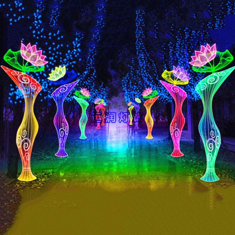 工厂制作3D天鹅荷花LED造型灯