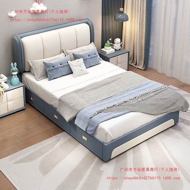 儿童卧室单人气压储物床小户型