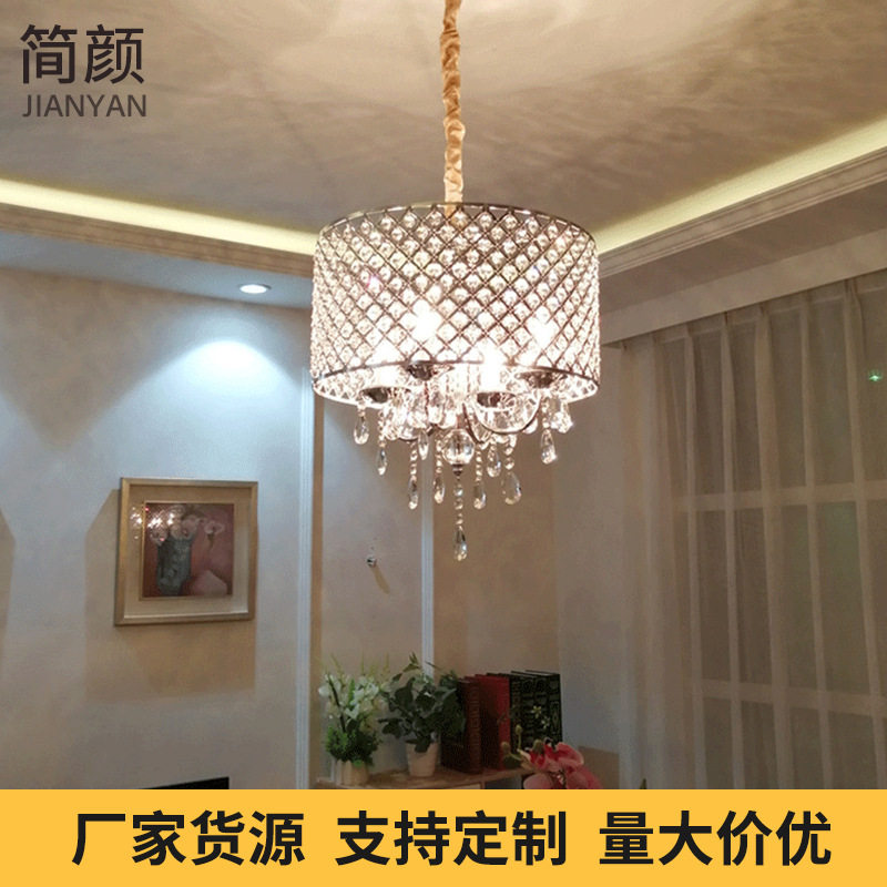 现代水晶吊灯美式复古餐厅led照明灯具别墅客厅创意个性圆形吊灯