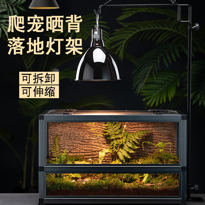 落地灯架黄缘龟陆龟爬宠晒背饲养箱加温加热金属升降uvb太阳灯架