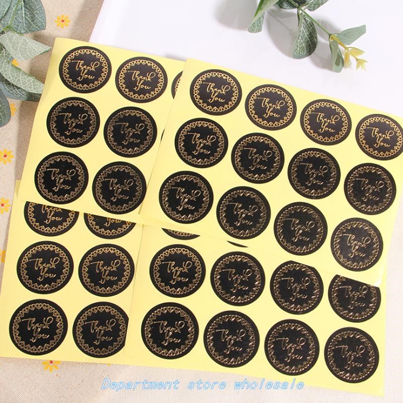 120pcS/Lot Round BLack GoLd hank you Love RinG SeaLinG LaBe